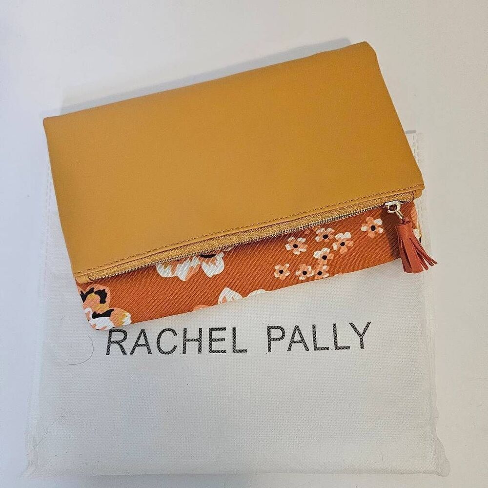 Rachel Pally orange/dark yellow Zahara  reversible foldover clutch .